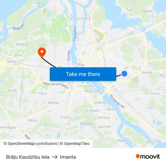 Brāļu Kaudzīšu Iela to Imanta map