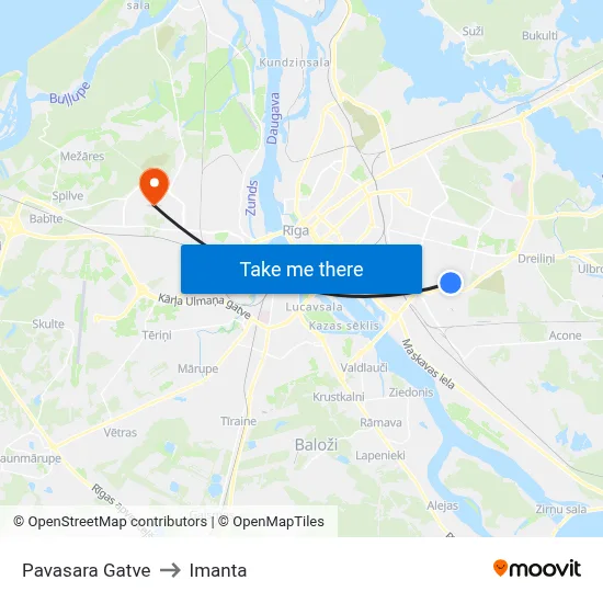 Pavasara Gatve to Imanta map