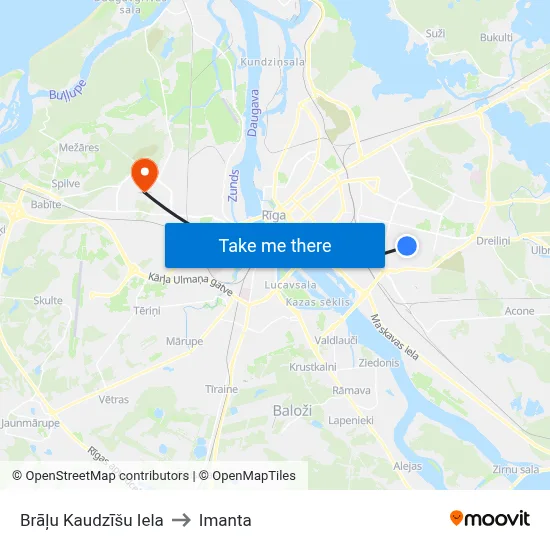 Brāļu Kaudzīšu Iela to Imanta map