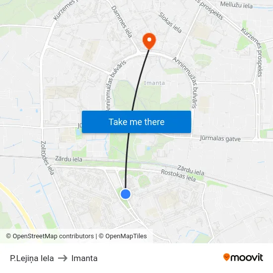 P.Lejiņa Iela to Imanta map