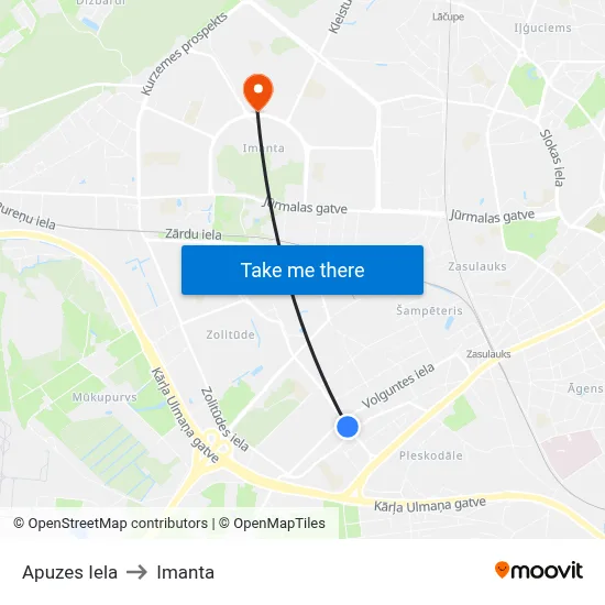 Apuzes Iela to Imanta map