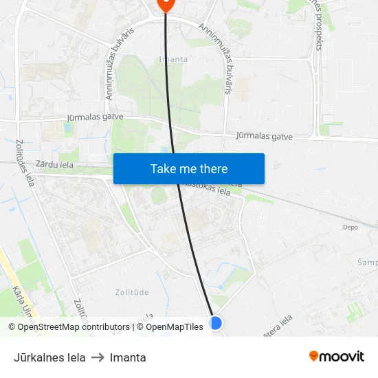 Jūrkalnes Iela to Imanta map
