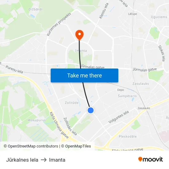 Jūrkalnes Iela to Imanta map