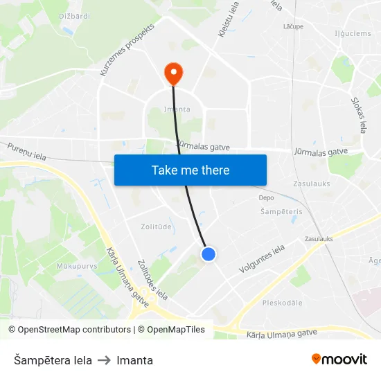 Šampētera Iela to Imanta map