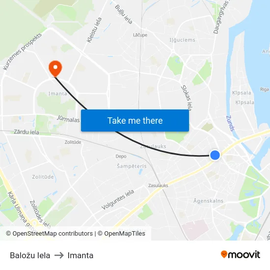 Baložu Iela to Imanta map