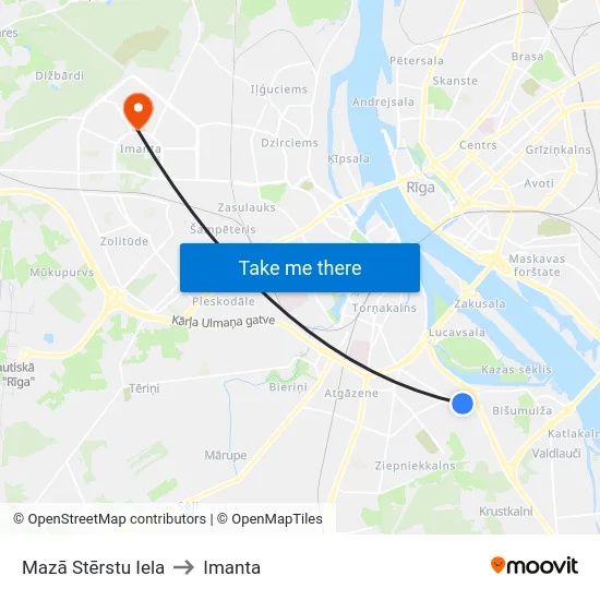 Mazā Stērstu Iela to Imanta map