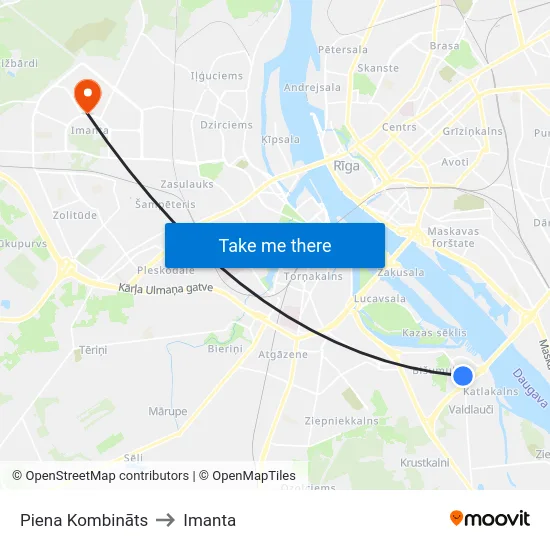 Piena Kombināts to Imanta map
