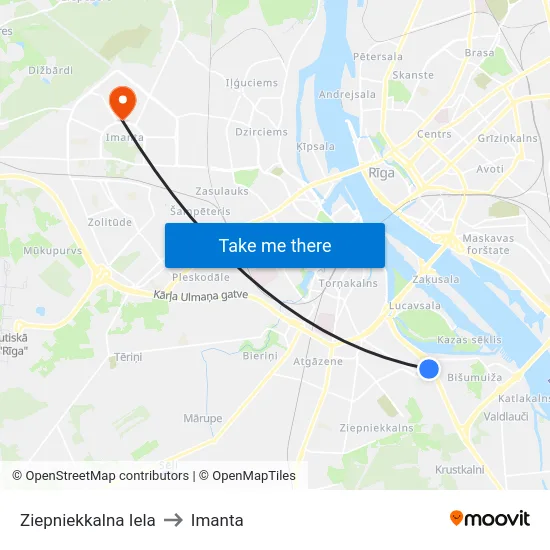 Ziepniekkalna Iela to Imanta map