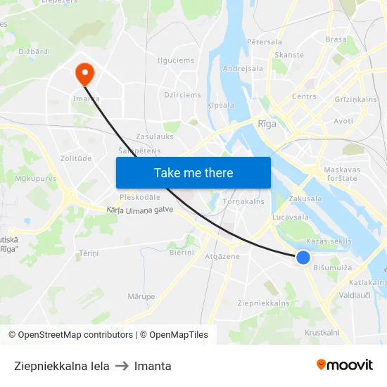 Ziepniekkalna Iela to Imanta map