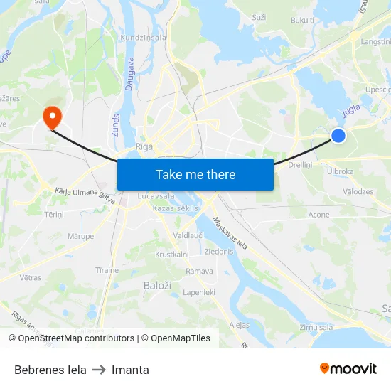 Bebrenes Iela to Imanta map