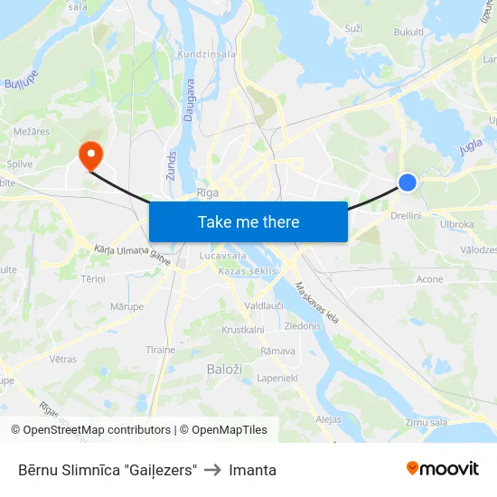 Bērnu Slimnīca "Gaiļezers" to Imanta map