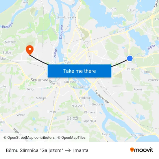 Bērnu Slimnīca "Gaiļezers" to Imanta map