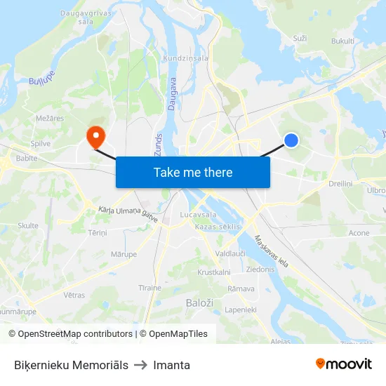 Biķernieku Memoriāls to Imanta map