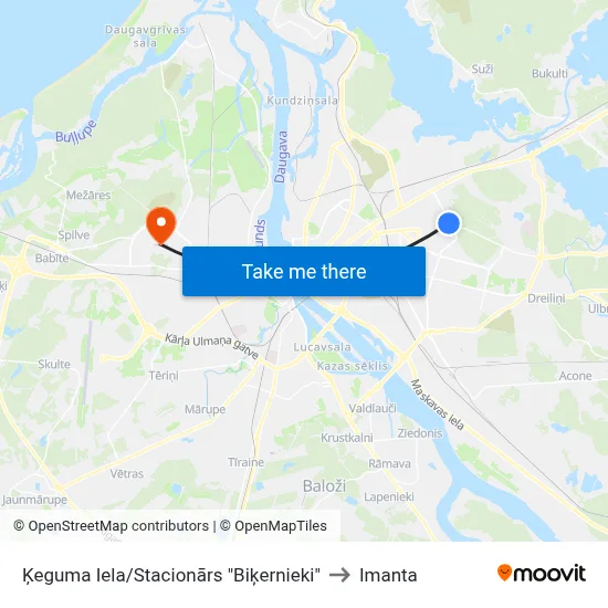 Ķeguma Iela/Stacionārs "Biķernieki" to Imanta map