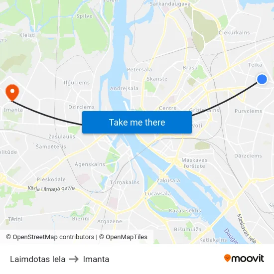 Laimdotas Iela to Imanta map