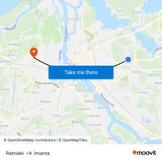 Ratnieki to Imanta map