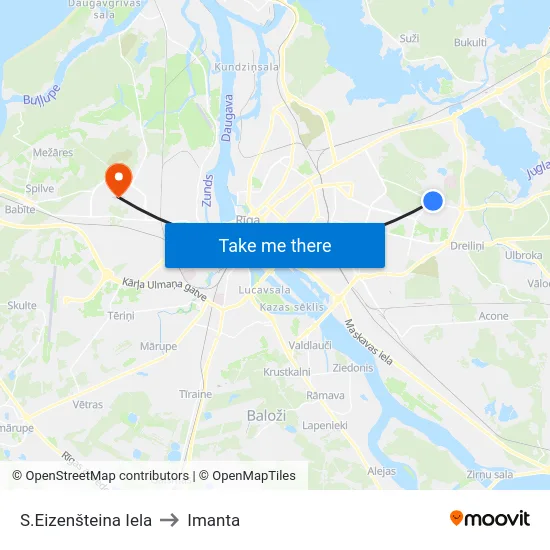S.Eizenšteina Iela to Imanta map