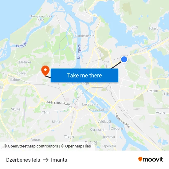 Dzērbenes Iela to Imanta map