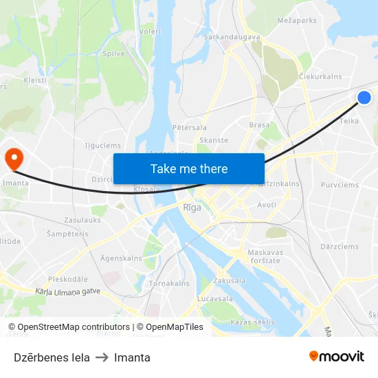 Dzērbenes Iela to Imanta map
