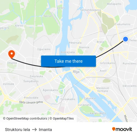 Struktoru Iela to Imanta map