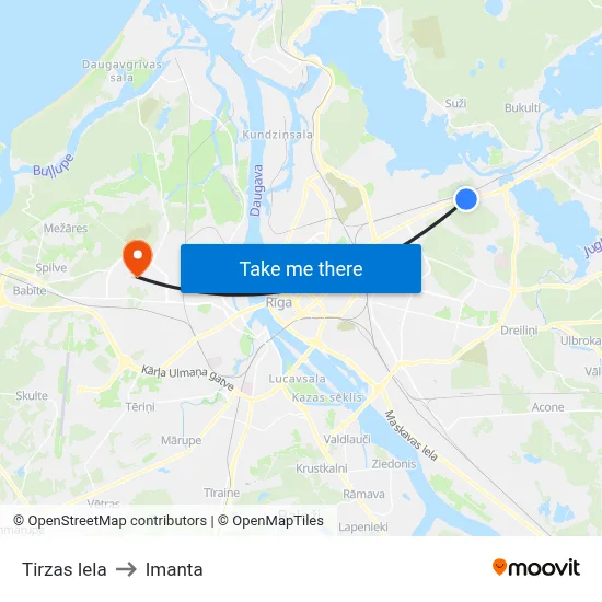 Tirzas Iela to Imanta map