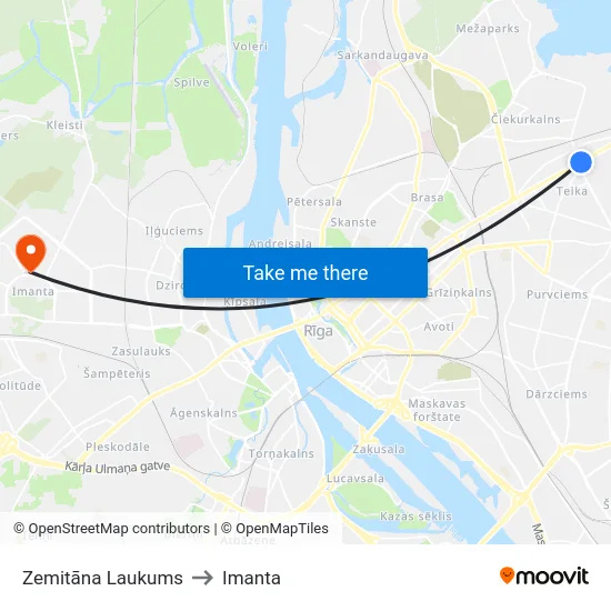 Zemitāna Laukums to Imanta map