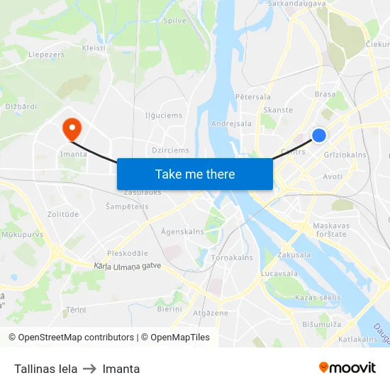 Tallinas Iela to Imanta map