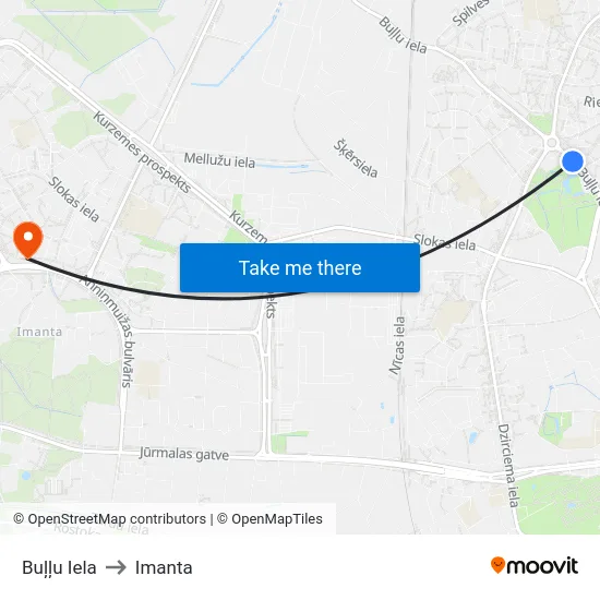 Buļļu Iela to Imanta map