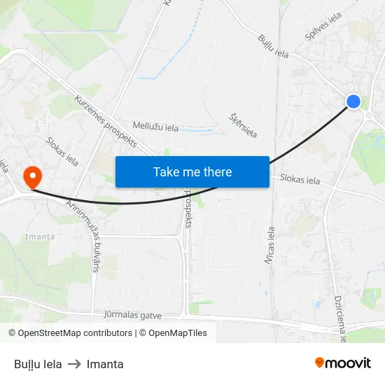 Buļļu Iela to Imanta map