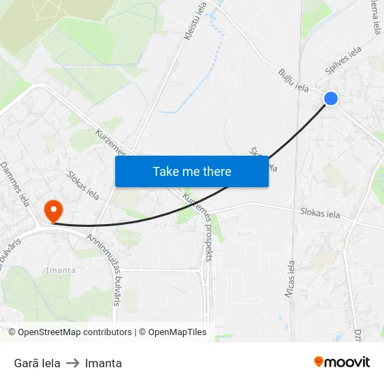 Garā Iela to Imanta map