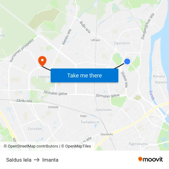 Saldus Iela to Imanta map