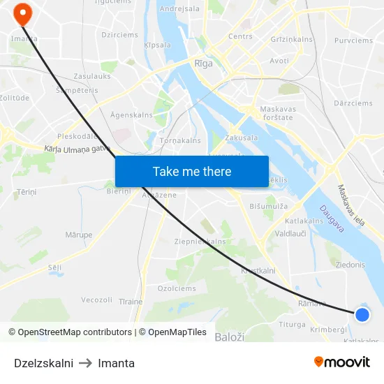 Dzelzskalni to Imanta map