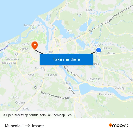 Mucenieki to Imanta map