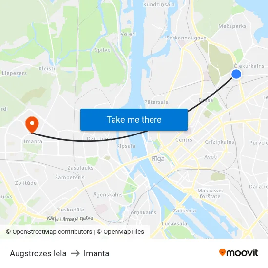 Augstrozes Iela to Imanta map