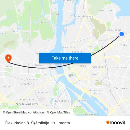 Čiekurkalna 8. Šķērslīnija to Imanta map
