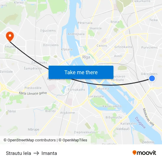 Strautu Iela to Imanta map