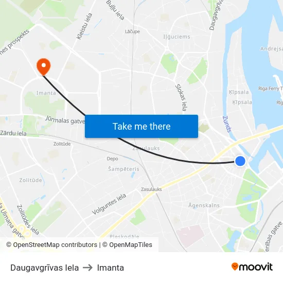 Daugavgrīvas Iela to Imanta map