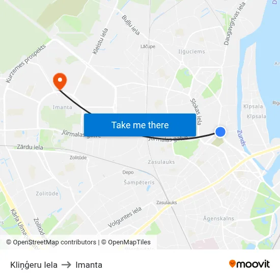 Kliņģeru Iela to Imanta map