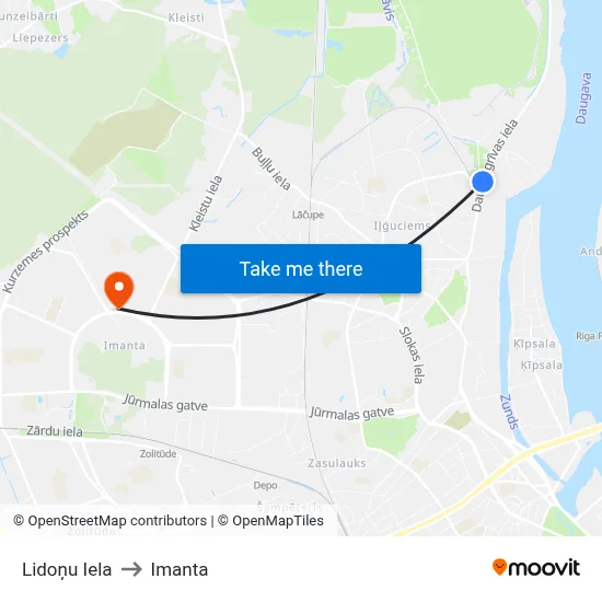 Lidoņu Iela to Imanta map