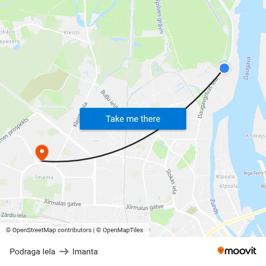Podraga Iela to Imanta map