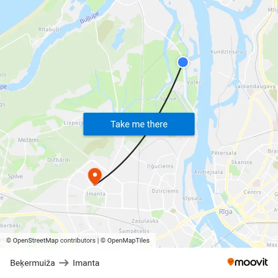 Beķermuiža to Imanta map