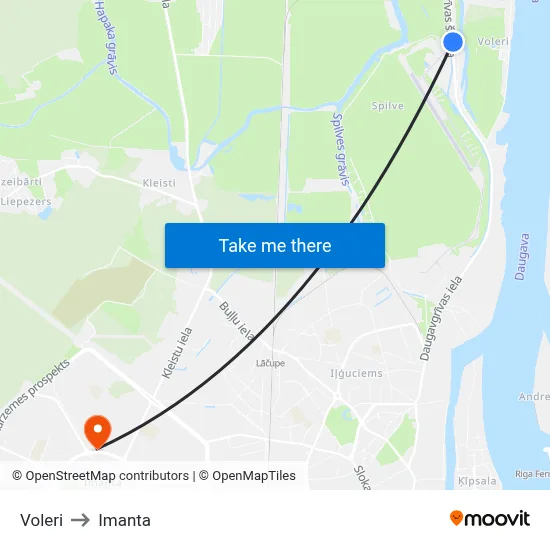 Voleri to Imanta map
