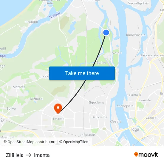 Zilā Iela to Imanta map