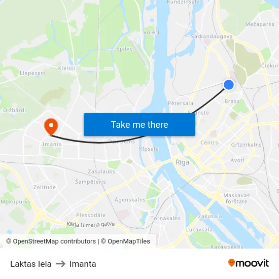 Laktas Iela to Imanta map