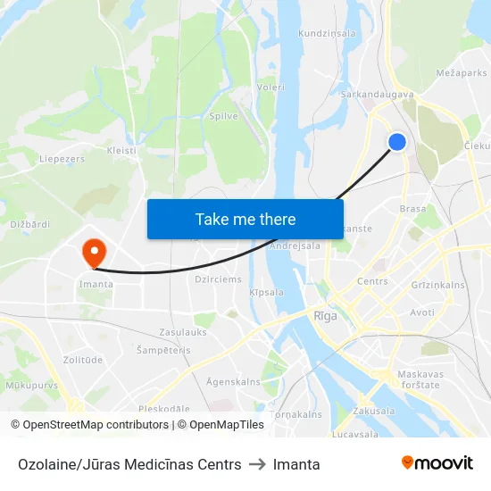 Ozolaine/Jūras Medicīnas Centrs to Imanta map