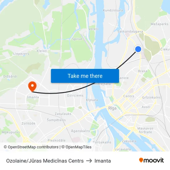 Ozolaine/Jūras Medicīnas Centrs to Imanta map