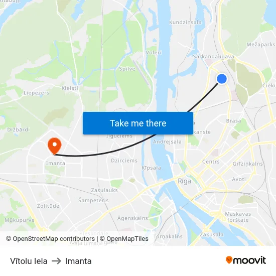 Vītolu Iela to Imanta map