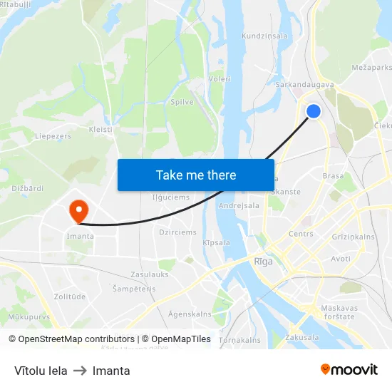 Vītolu Iela to Imanta map