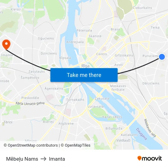Mēbeļu Nams to Imanta map