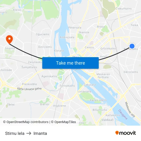 Stirnu Iela to Imanta map